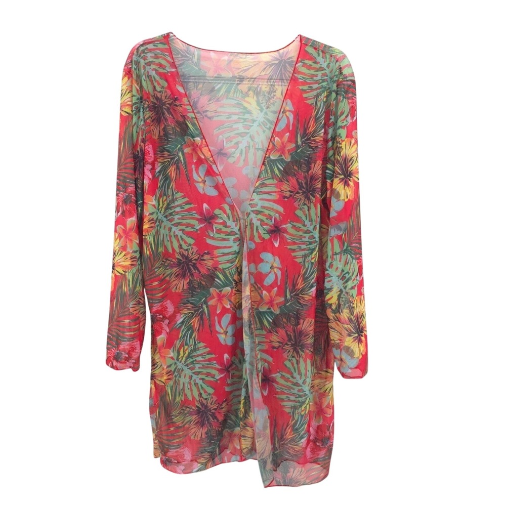 Unbranded Swim Suit Cover Up Size Medium Tropical Floral Coastal Beach Vacation